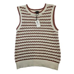 NWT Sanctuary Women's Striped Knit Sweater Vest Cream Rust Size M